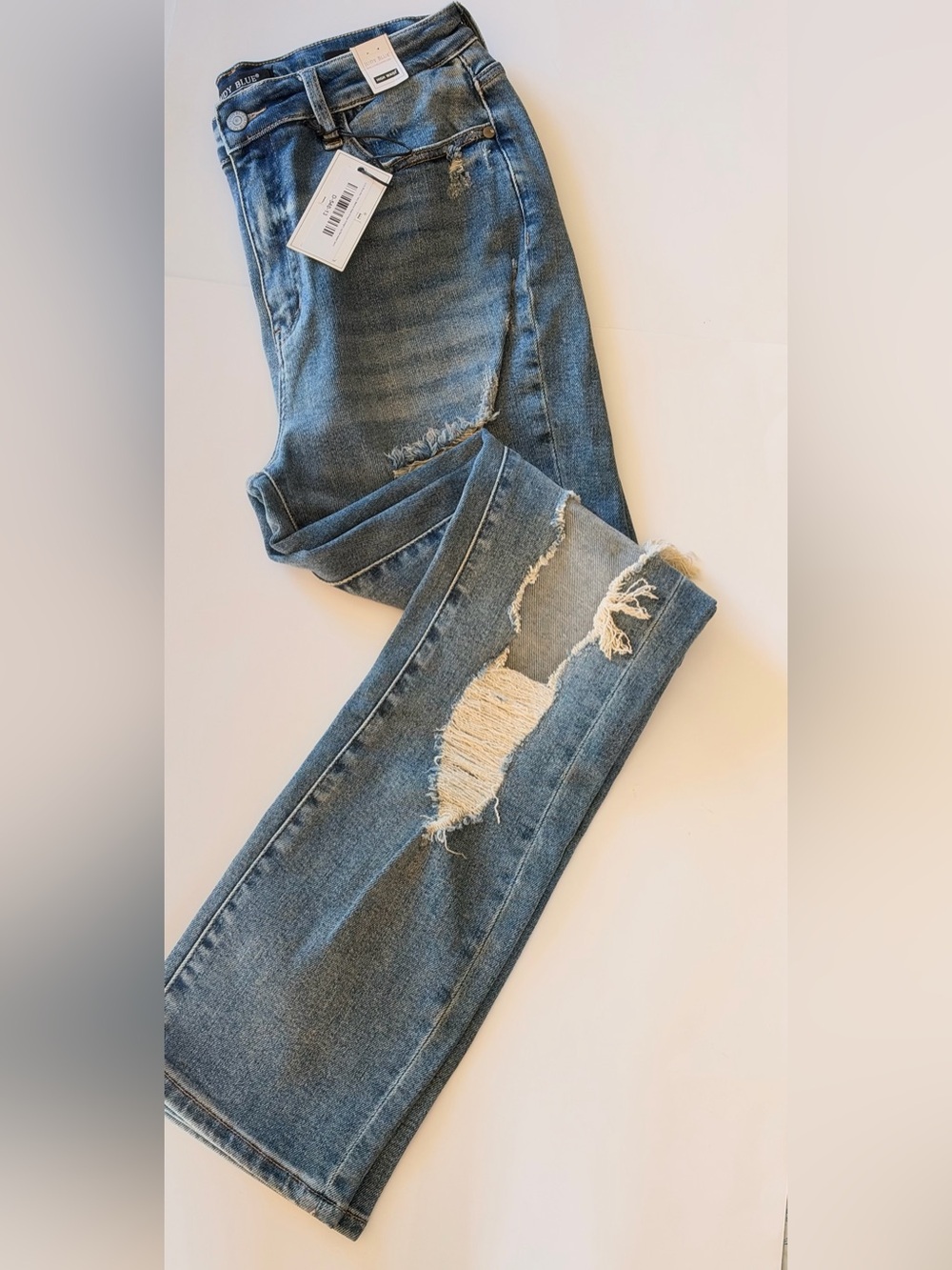 NWT Judy Blue Ripped Jeans Straight Shooter Distressed 13/31 JB88446